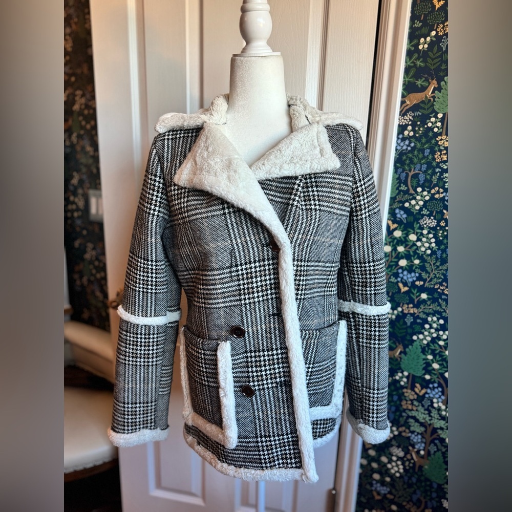 Altar'd State Black and White Plaid Coat​